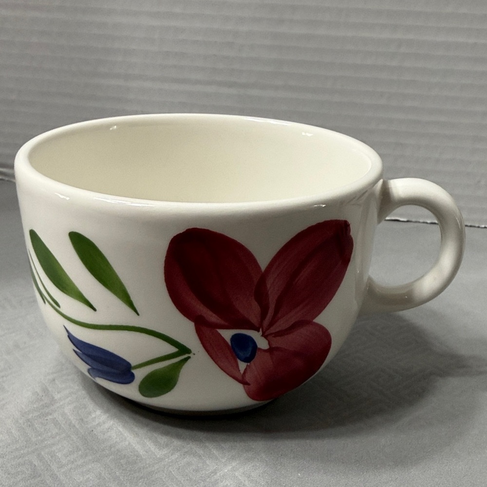 Maxam Handpainted Italian Floral Mugs Cups Soup Bowls Vintage Flower Set of 2